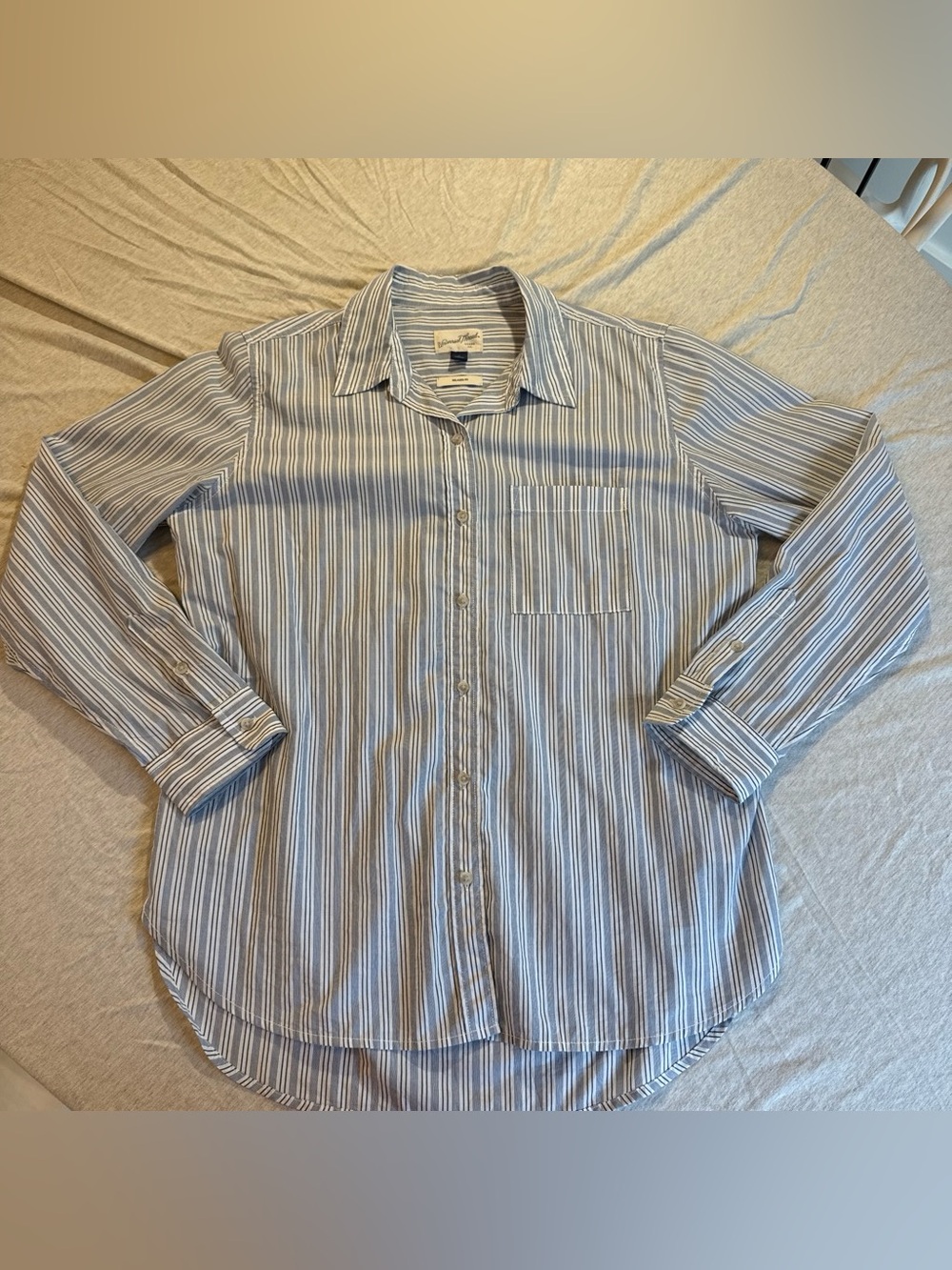 Light Blue Stripe oversized Button-Up Shirt 100% Cotton